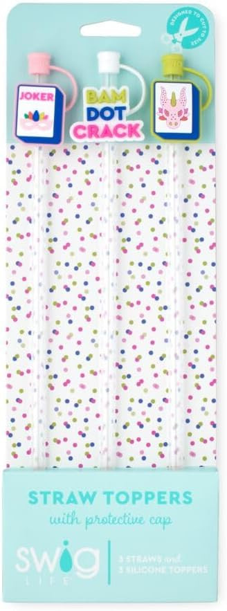 Swig Straw Toppers Set, 3 Reusable Straws with 3 Silicone Straw Covers, Straw Cover Cap Customiza... | Amazon (US)