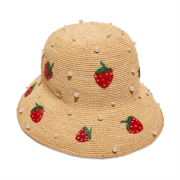 STRAWBERRY PEARL RAFFIA BUCKET HAT | LELE SADOUGHI