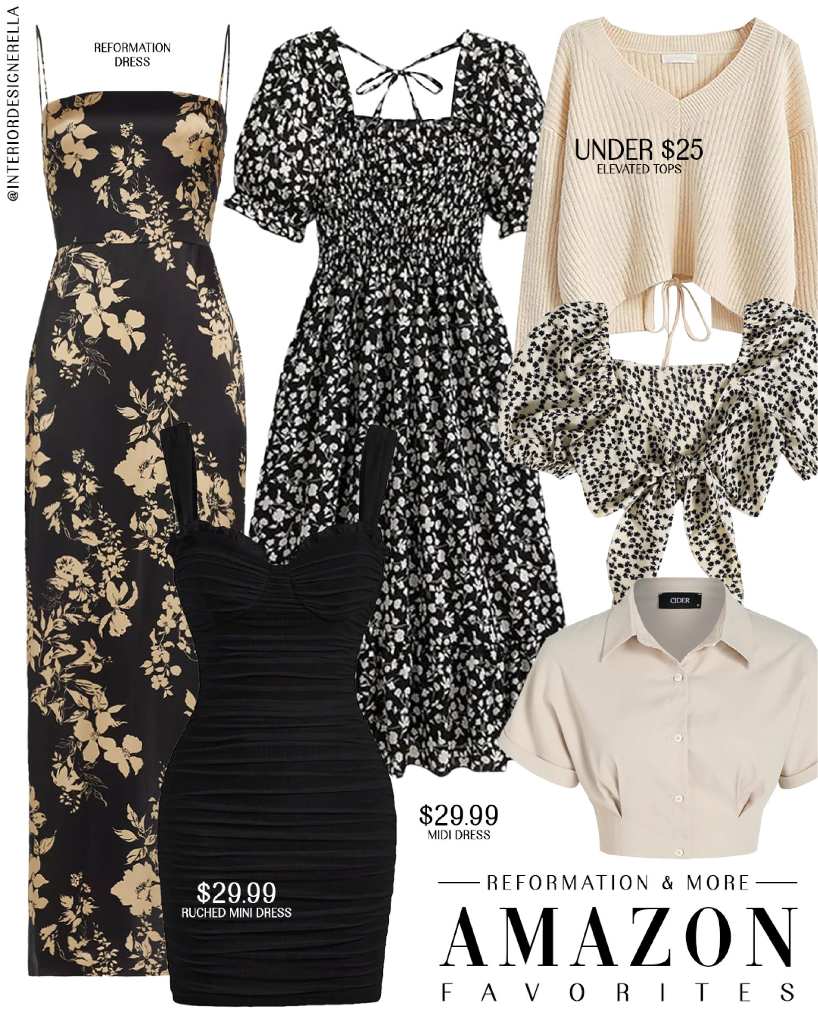 REFORMATION + Amazon finds!✨ Under $25 Amazon elevated tops + $29.99 Amazon dresses!✨ Share this post with a friend!!🤗 Click on the “Shop OOTD Collages” collections on my LTK to shop!🤗 Have an amazing day!! Xo!! 

#LTKfindsunder100 #LTKfindsunder50 #LTKparties