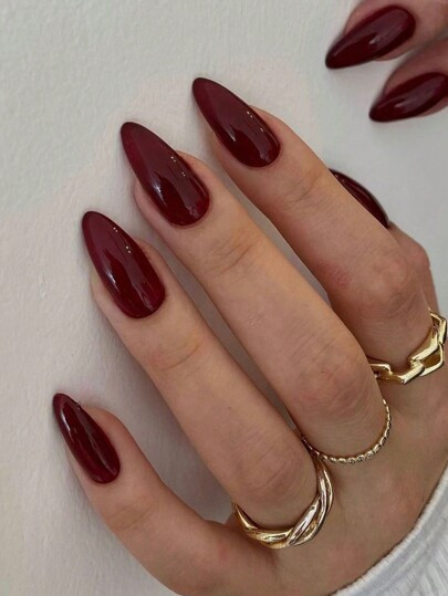 Eleva il tuo stile con il kit manicure di 24 pezzi di unghie finte lunghe mandorla solide a coper... | SHEIN