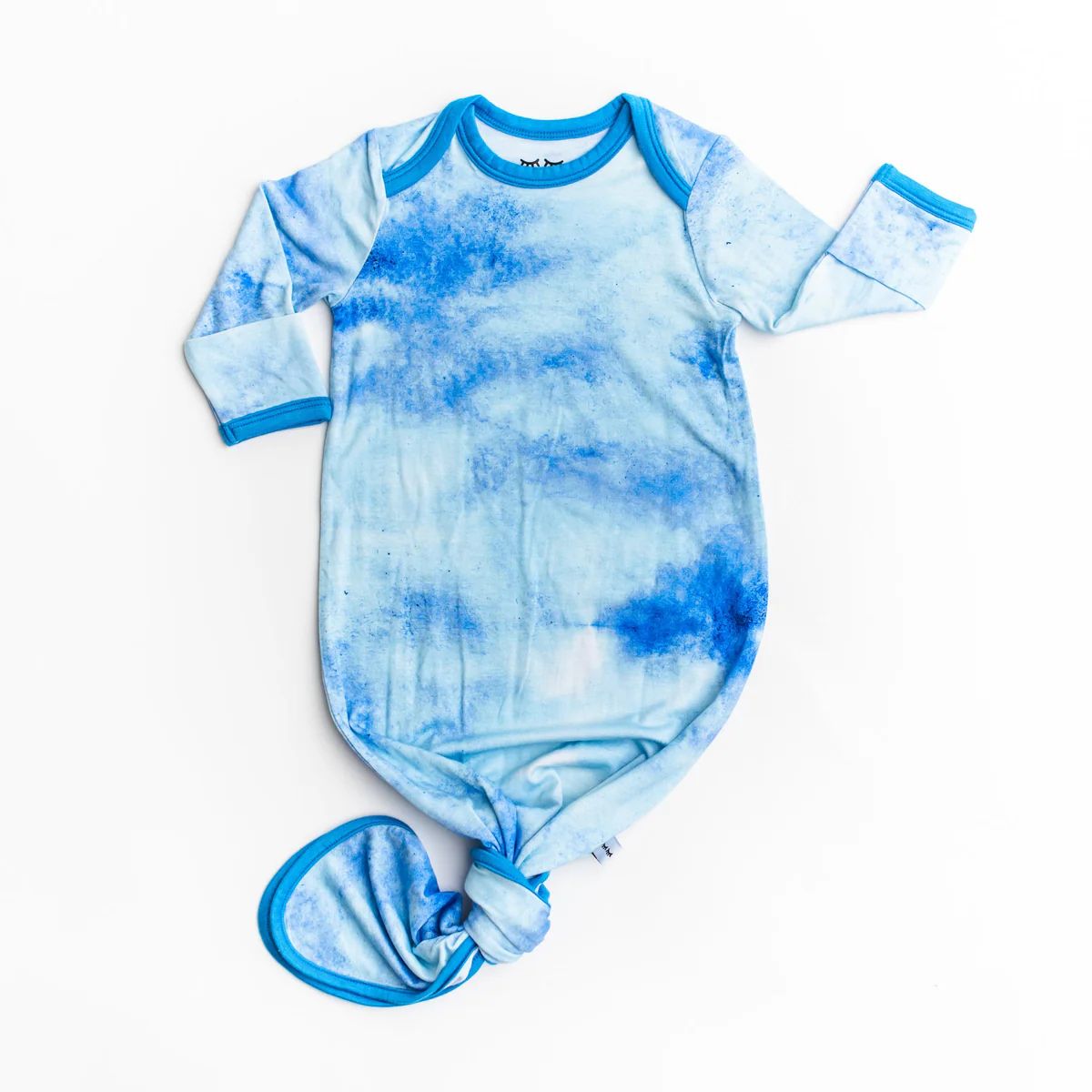 Blue Watercolor Bamboo Viscose Infant Knotted Gown | Little Sleepies