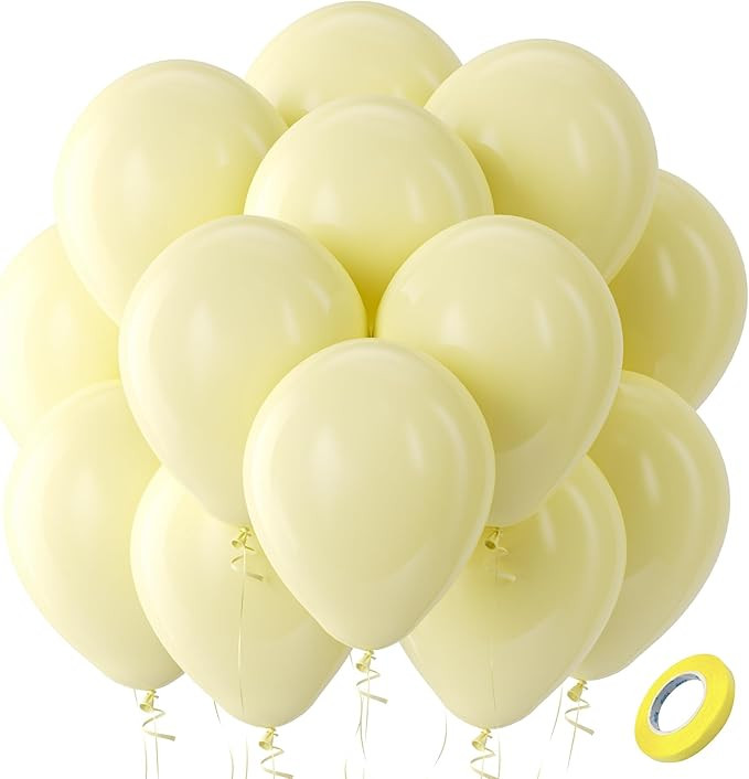 Bezente Pastel Yellow Latex Party Balloons - 100 Pack 12 inch Round Helium Light Yellow Balloons ... | Amazon (US)