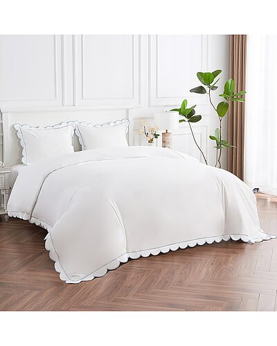 300 Thread Count Scallop Frame Embroidery Percale Cotton Duvet
Set | Gilt & Gilt City