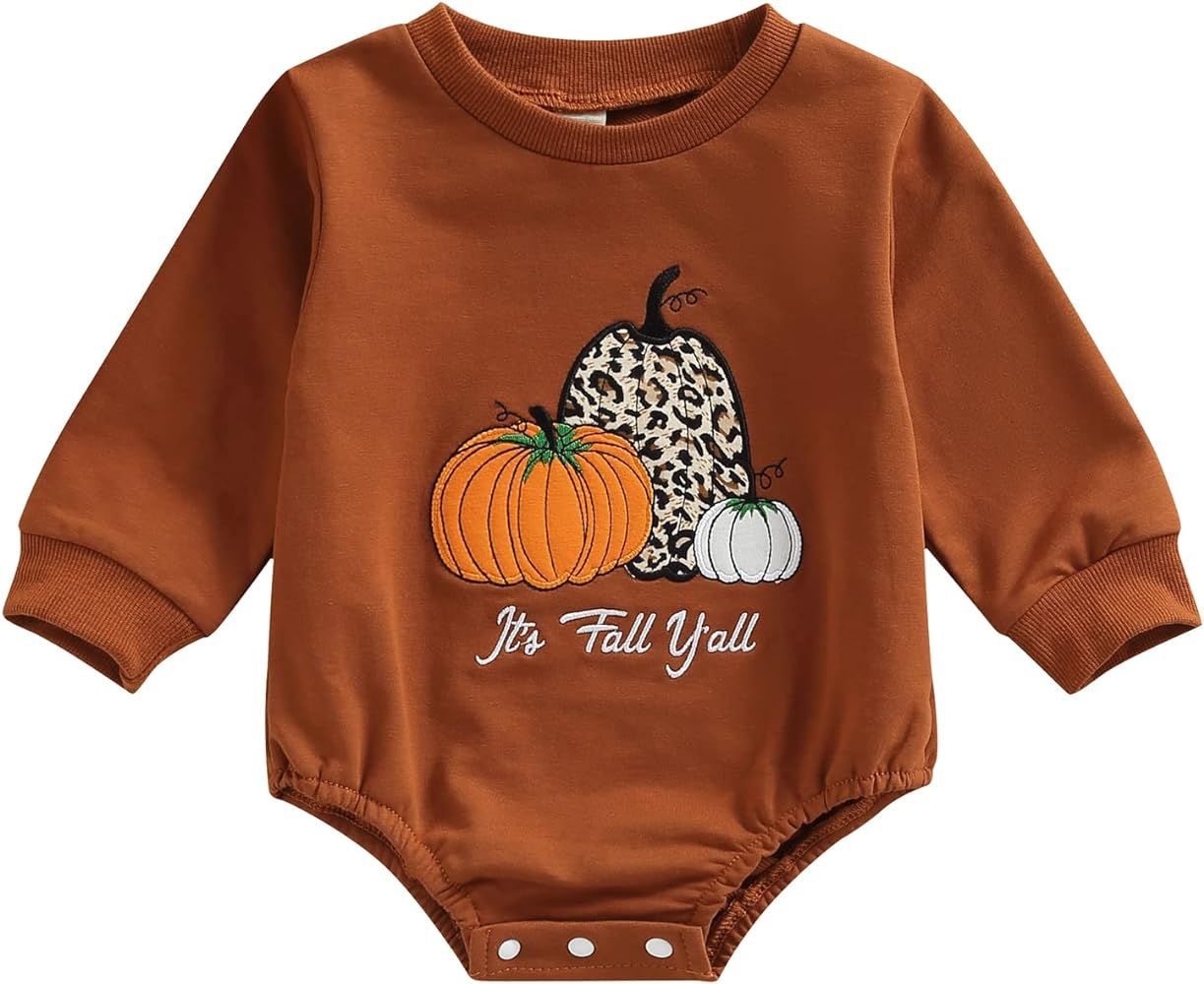 Unisex Baby Boys Girls Halloween Romper Long Sleeve Pumpkin Costume Bodysuit Halloween Outfit Fal... | Amazon (US)