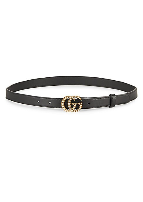 Gucci Women's Pearly GG Leather Belt - Black - Size 80 (Small) | Saks Fifth Avenue