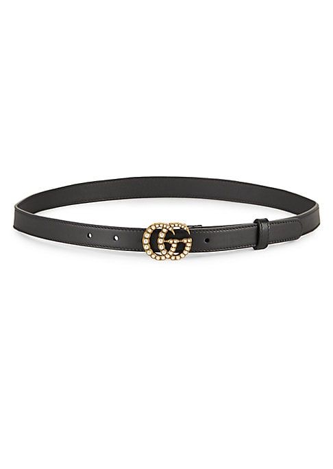 Gucci Women's Pearly GG Leather Belt - Black - Size 70 (XS) | Saks Fifth Avenue