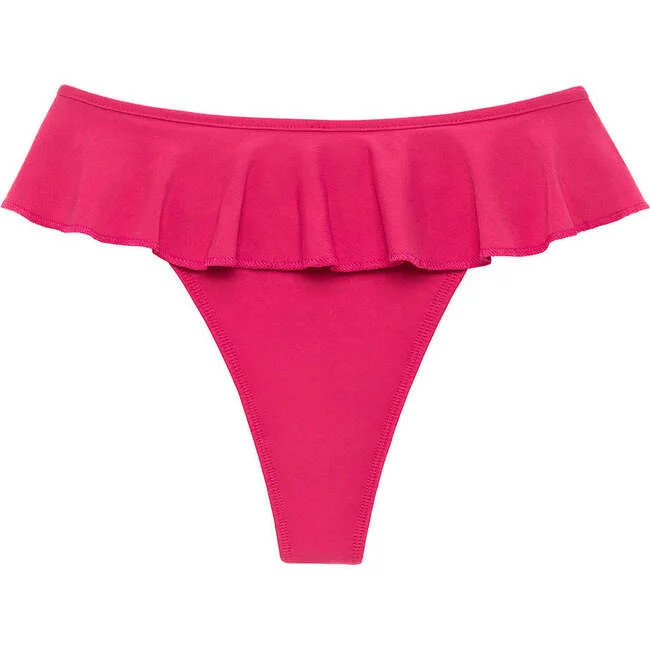 Montce Swim | Tamarindo Ruffle Bikini Bottom, Raspberry (Red, Size X-Small) | Maisonette | Maisonette