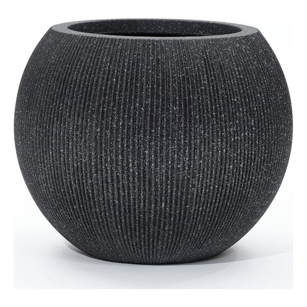 LuxenHome 14.5" Dia Round Plant Pots, Indoor Outdoor Large Planters with Drainage Holes, Plastic Flower Pots for Outdoor Plants, Modern Striped Concret Finish Planter Pots for Home Garden Patio | Amazon (US)