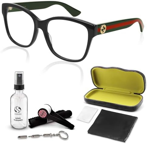 Gucci GG0038ON Square Shape Eyeglasses + Bundle with eSHADES Luxury Eyewear Kit | Amazon (US)