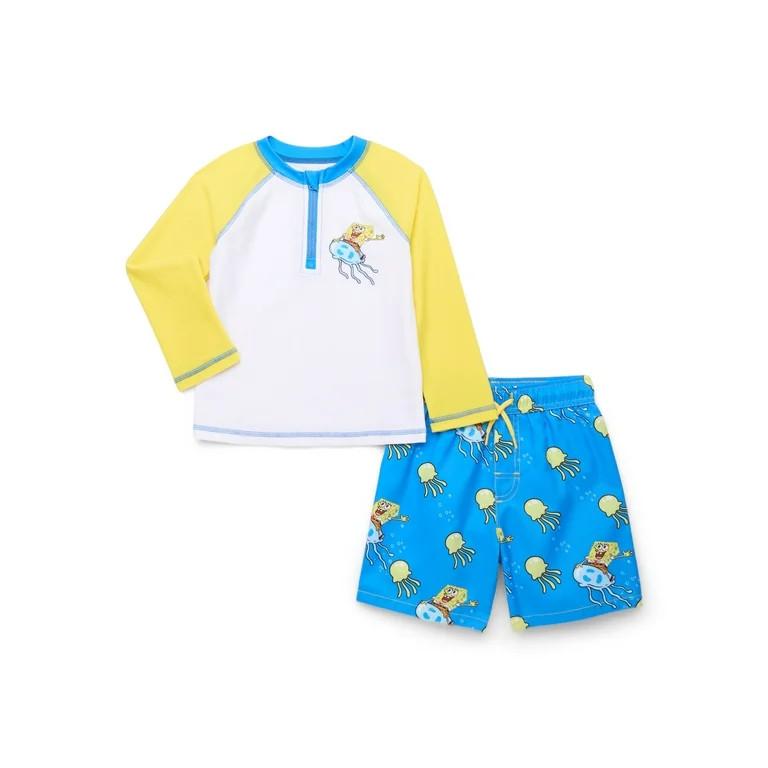 Character Toddler Boy Zip Rash Guard and Swim Shorts Set, 2-Piece, Sizes 12M-5T | Walmart (US)