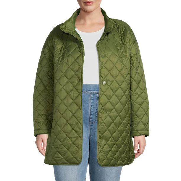 Time and Tru Women's and Plus Quilted Barn Coat | Walmart (US)