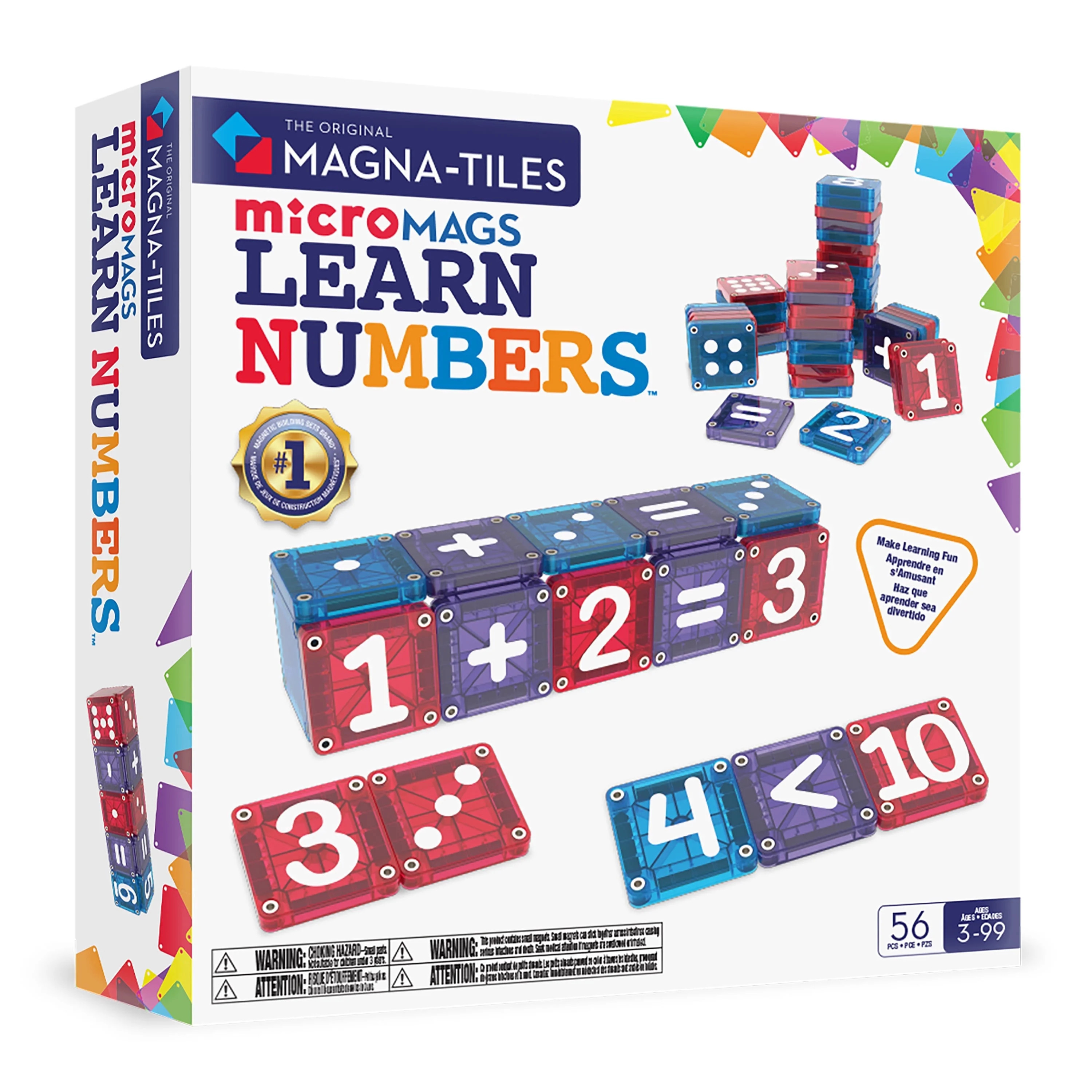 MAGNA-TILES® microMAGS LEARN Numbers 56-Piece Magnetic Construction Set - Walmart.com | Walmart (US)