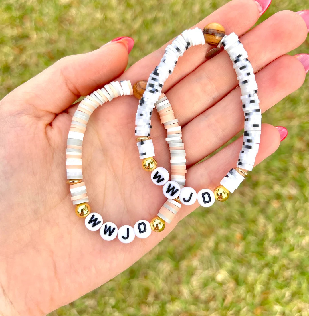 What Would Jesus Do Word Bracelet | WWJD Pastel Disc Faith Bracelet | Christian Friendship Bracel... | Etsy (US)