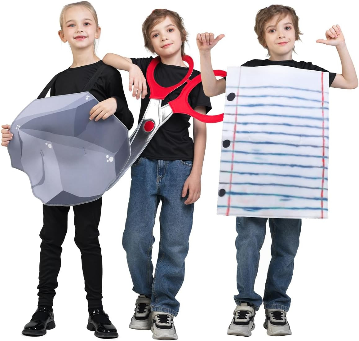 KalcyKizz Kids Rock Paper Scissors Group Halloween Costume Set, 3-Piece Family Costume | Amazon (US)