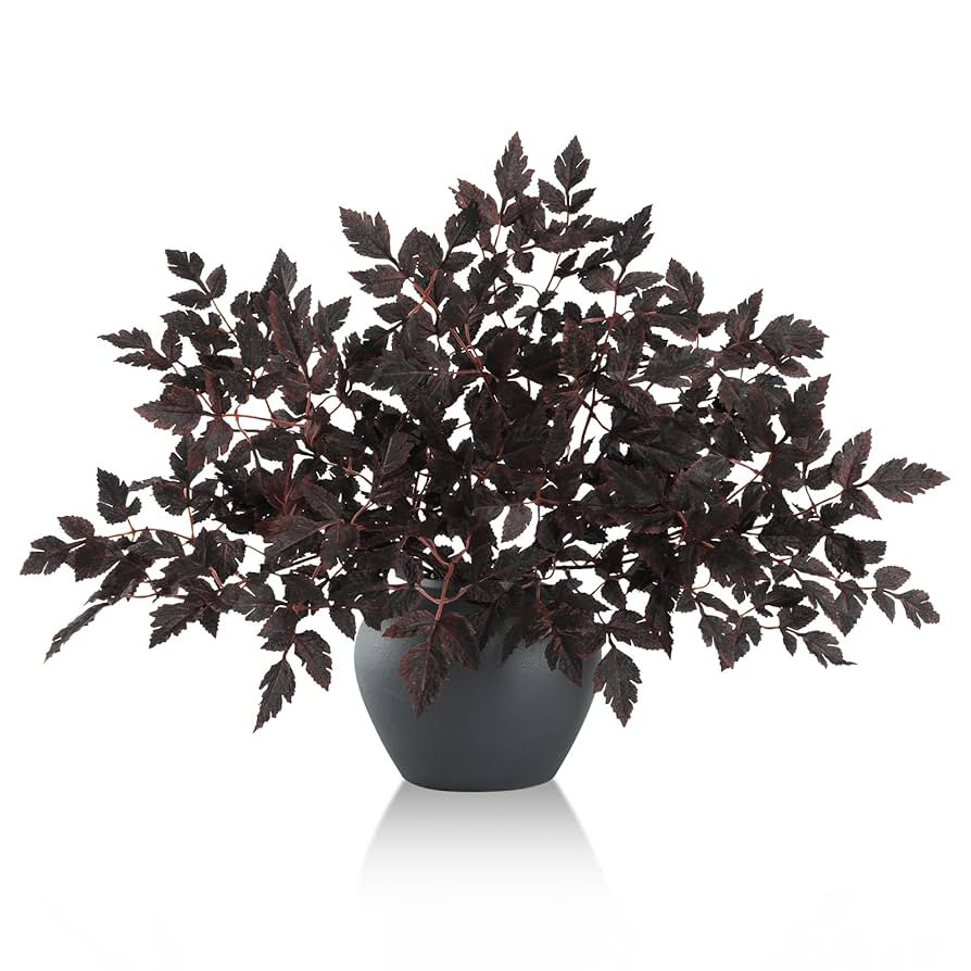 Artificial Cimicifuga Plant Leaf Spray, 3 Pack Faux Fall Stems for Home Vase, Dining Table, Holid... | Amazon (US)