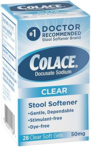 Colace Clear Stool Softener 50mg Soft Gels 28 Count Docusate Sodium Stool Softener for Gentle Dep... | Amazon (US)