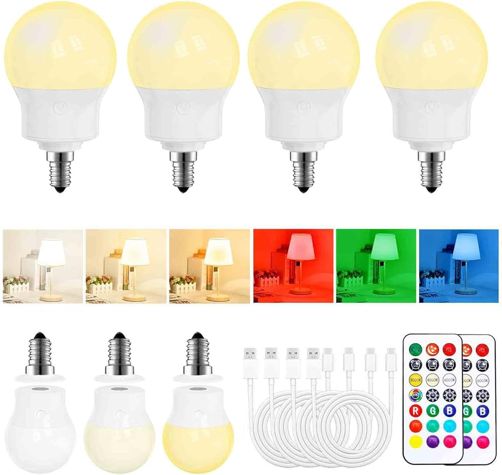 Rechargeable LED Light Bulbs with Remote, Dimmable Magnetic E12 Battery Operated Light Bulb, 12 R... | Amazon (US)