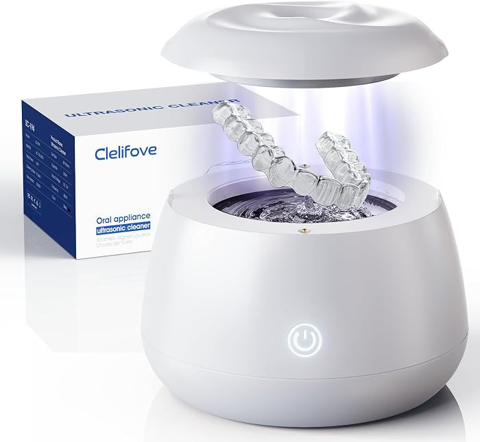 Ultrasonic Retainer Cleaner Machine 48kHz Denture and Aligner Cleaning Pod for Mouth Guards Night... | Amazon (US)