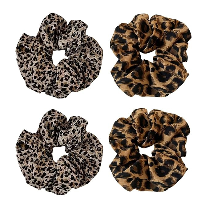 4 Pack Jumbo Scrunchies for Women Leopard Oversized Scrunchies for Thick Hair Ties Accessories | Amazon (US)