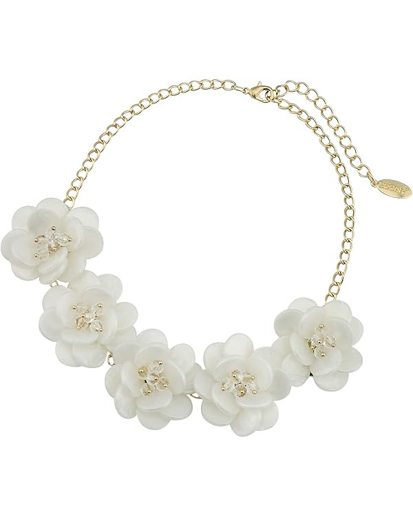 Bocar Statement Choker Flower Necklace for Women Collar Bib Costume Flower Jewelry | Amazon (US)