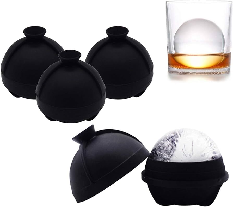 Helpcook Ice Ball Molds 4 Pack,Whiskey Ice Mold,Silicone Sphere Ice Molds with Built-in Funnel,La... | Amazon (US)