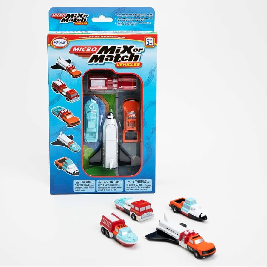 POPULAR PLAYTHINGS Mix or Match Vehicles, Snap Toy Play Set, Micro Vehicles Set with Airplane, Bo... | Amazon (US)