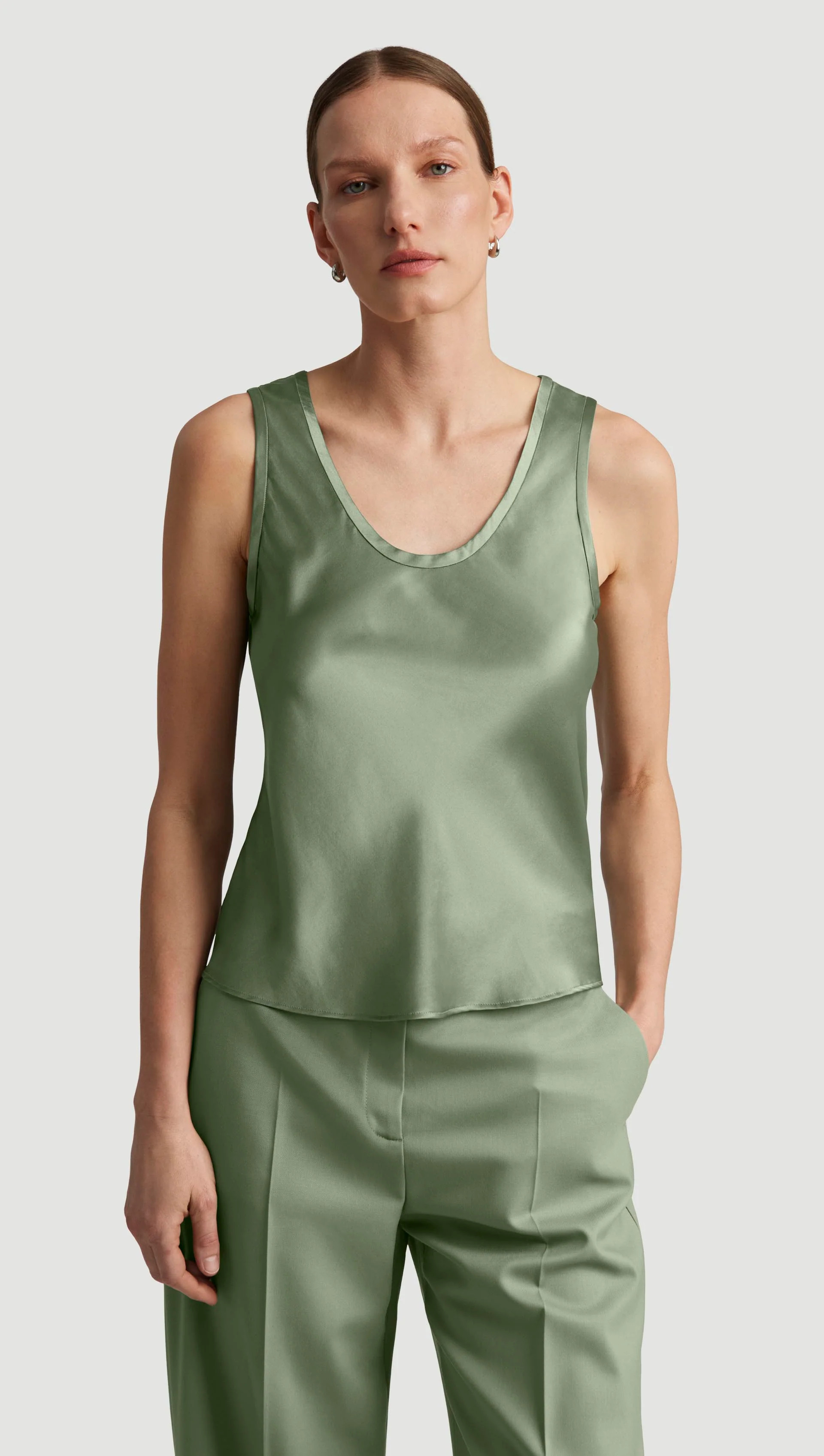 Tank in Silk Charmeuse | Women's Tops | Argent | Argent