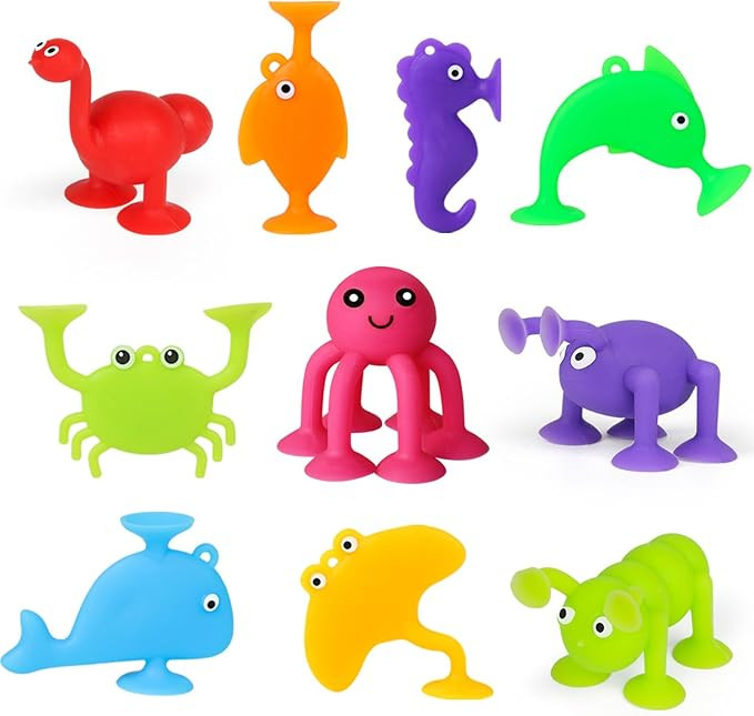 Suction Toys, 10PCS Baby Bath Animal Suckers for Kids 3-5, Toddler Silicone Window Shower Bathtub... | Amazon (CA)