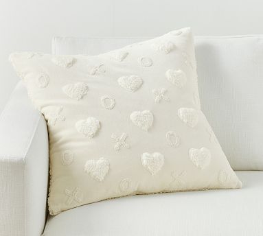 XO Heart Sherpa Embroidered Pillow Cover | Pottery Barn | Pottery Barn (US)