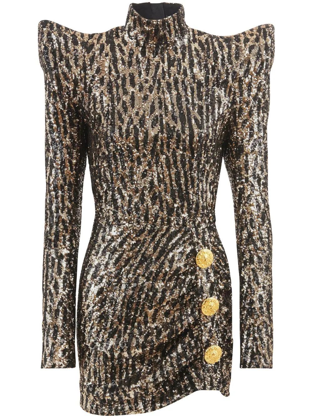 Balmain sequin-embellishment Buttoned Minidress - Farfetch | Farfetch Global