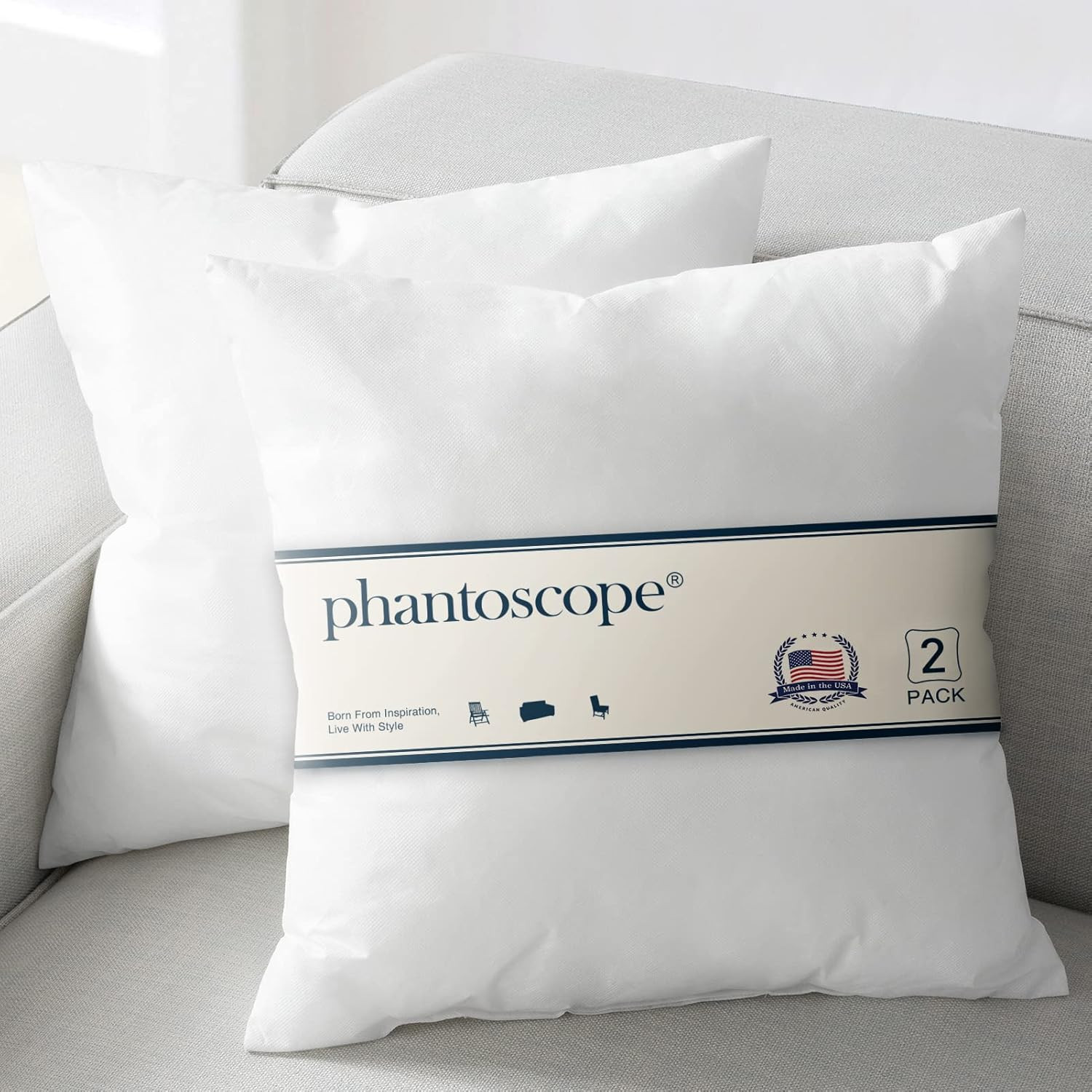 Phantoscope Pillow Inserts, Made in USA 100% Virgin Fiber Hypoallergenic Polyester Throw Pillow I... | Amazon (US)