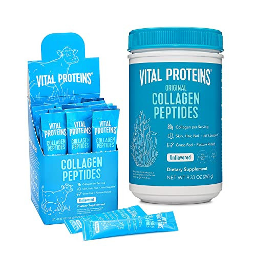 Vital Proteins Collagen Peptides Powder, 9.33 oz Unflavored + 20 Stick Pack | Amazon (US)