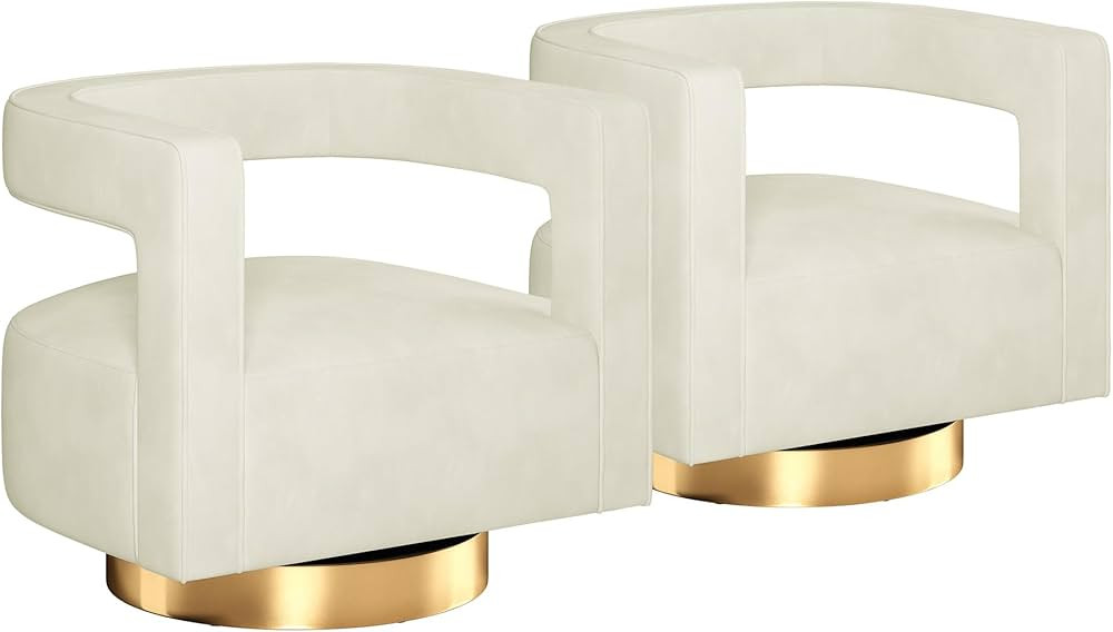 BELLEZE Set of 2 Swivel Accent Chair, Modern Barrel Chair Comfy Velvet Curved Back Round Chair w/... | Amazon (US)