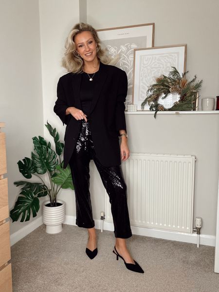 New Year’s party outfit

Sequin cropped trousers - Nadine merabi (linked similar)
Black bodysuit - Zara
Oversized blazer - charity shop
Sling back heels - H&M 

#LTKeurope #LTKstyletip #LTKSeasonal