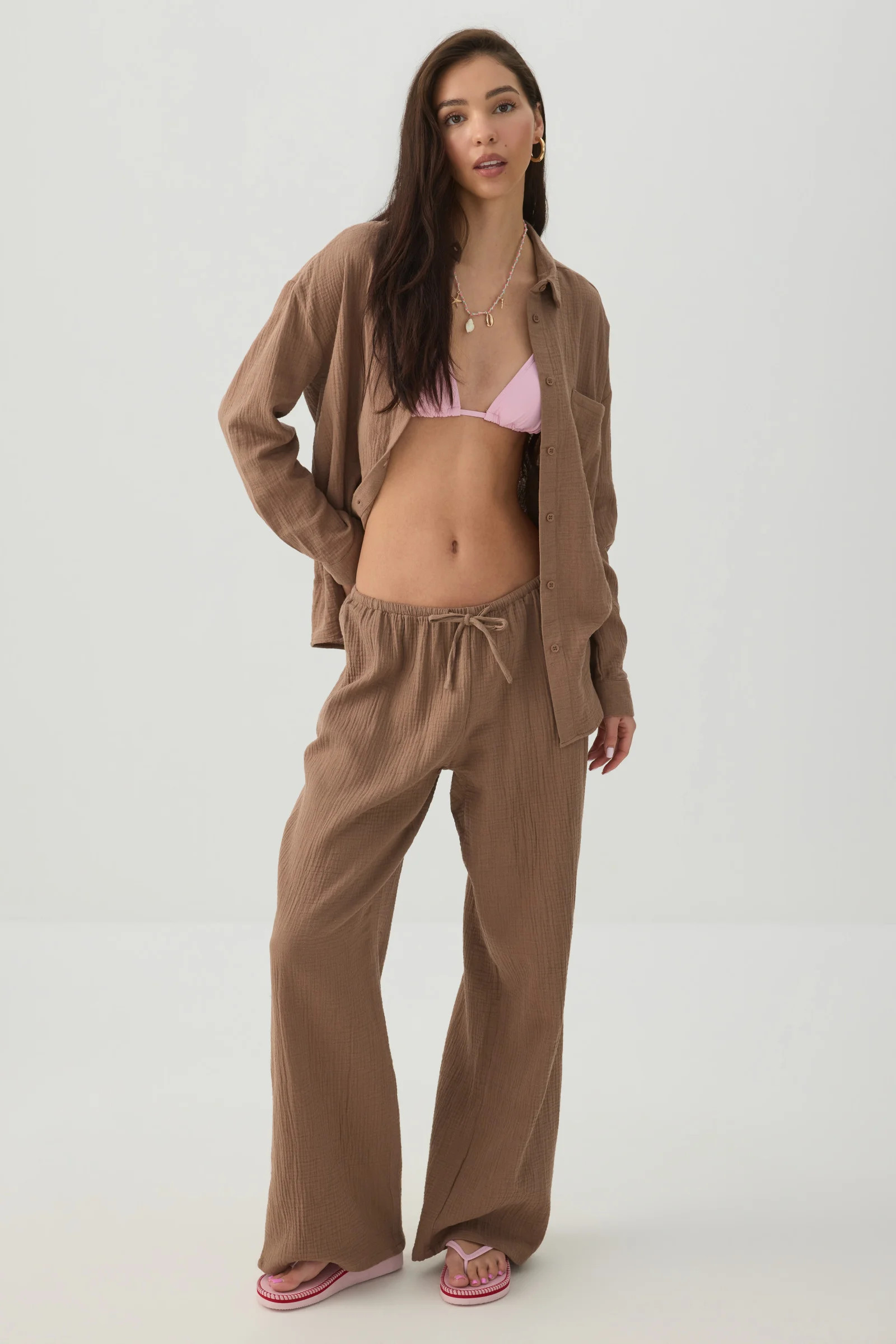 Mid Rise Pull On Wide Leg Pant | Ardene