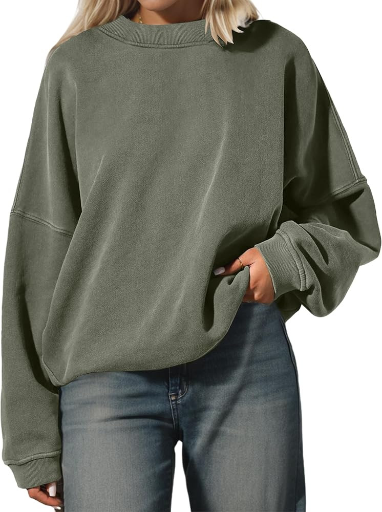 Oversized Sweatshirt Pullover For Women Crew Neck Drop Shoulder Loose Fit Sweater Y2K Shirt 2024 ... | Amazon (US)