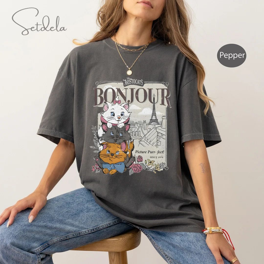 The Aristocats Comfort Colors Shirt, Marie Aristocats Shirt, Vintage Disney Cat Shirt, Animal Kin... | Etsy (US)