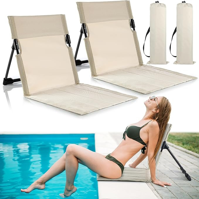 Karenhi 2 Pcs Foldable Pool Chairs Portable Poolside Seat for Edge of Pool Portable Flip Chairs ... | Amazon (US)