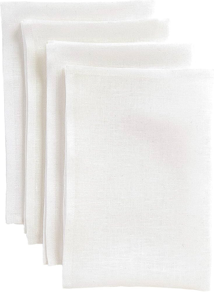 Solino Home White Linen Napkins 20 x 20 Inch – 100% Pure Linen Christmas Dinner Napkins Set of ... | Amazon (US)