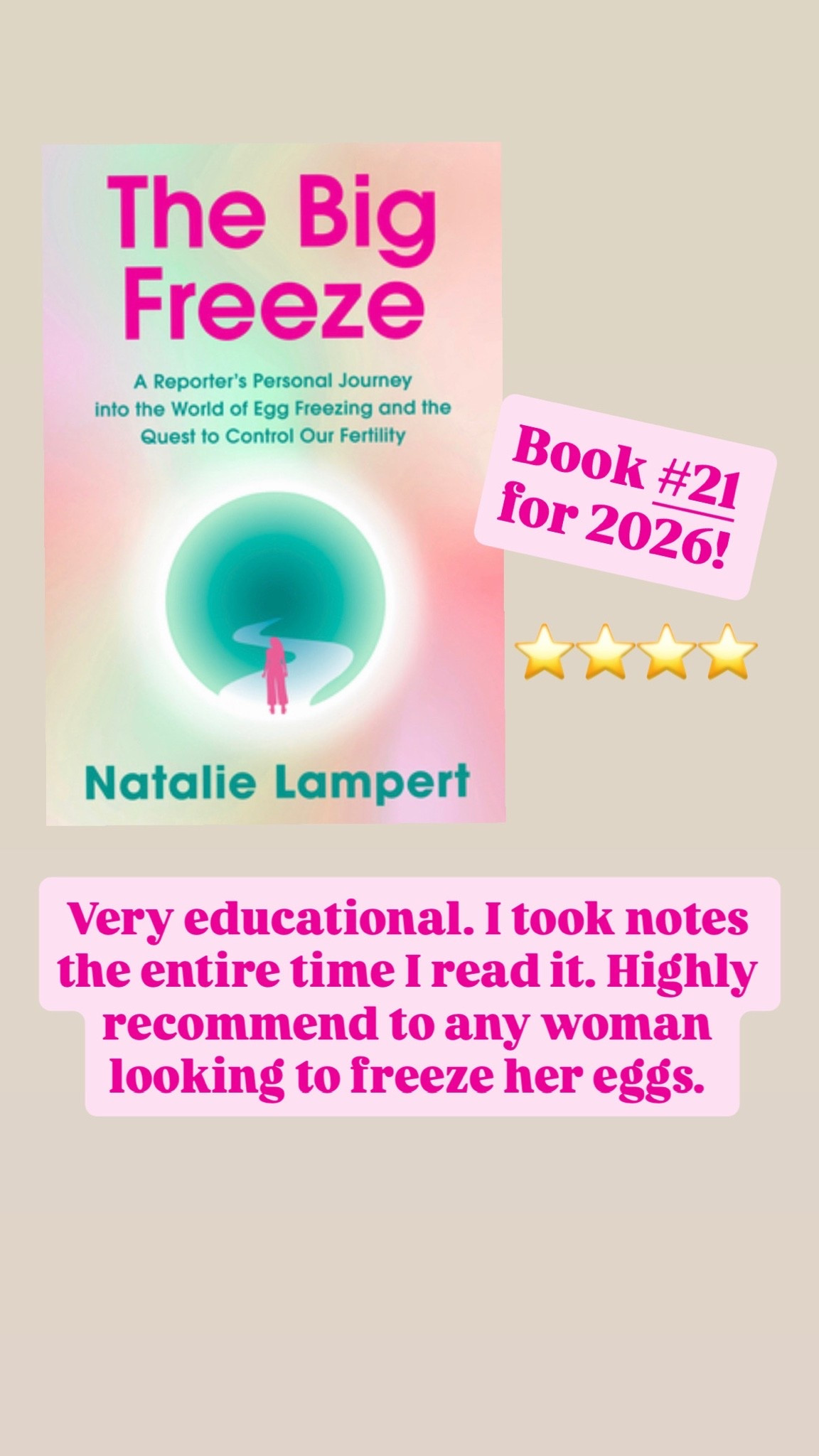 I’ll be freezing my eggs by the end of the year. This was a great book to kick off my research!

Books, book worm