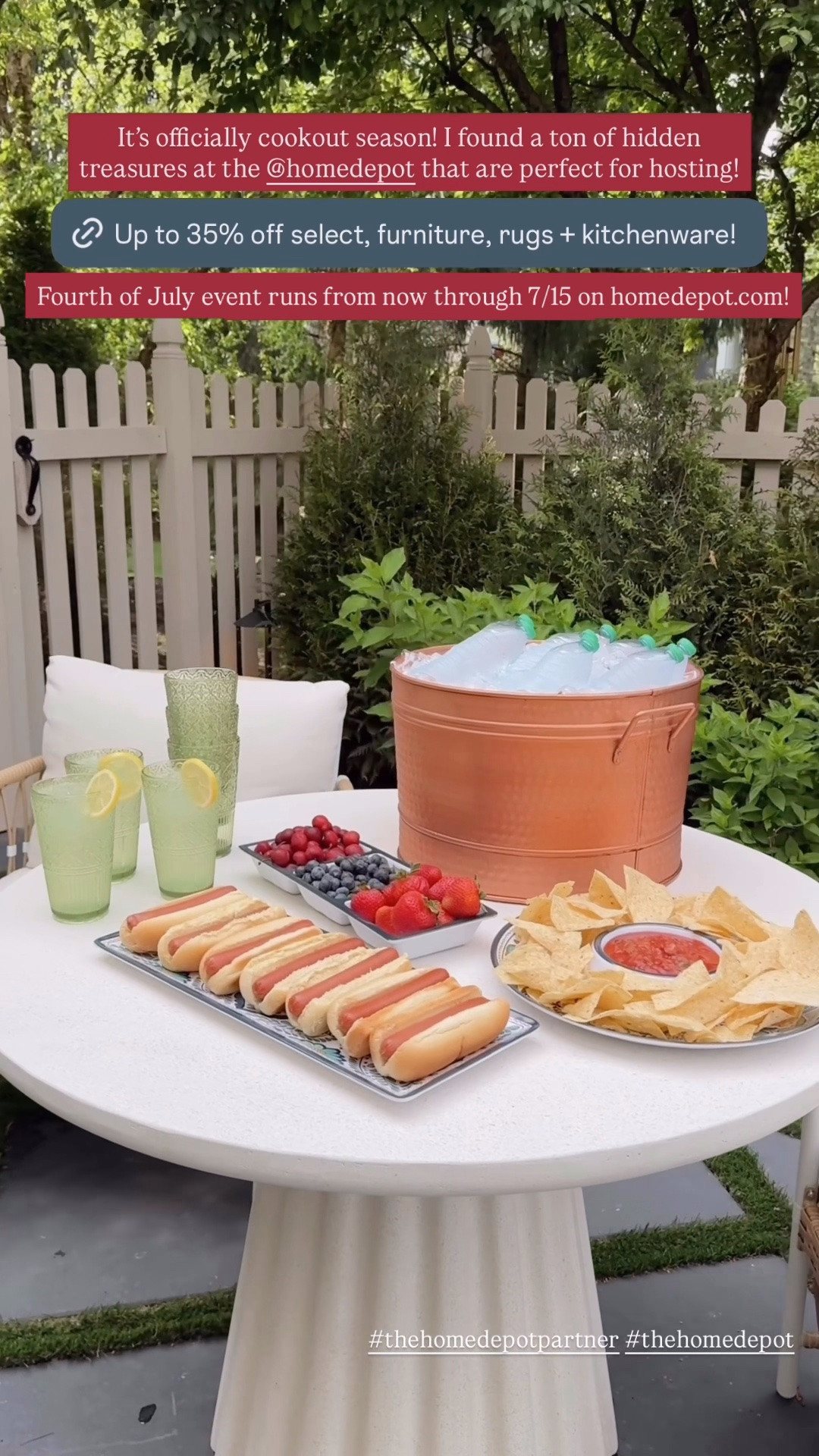It’s officially cookout season! I found a ton of hidden treasures at the @homedepot that are perfect for hosting!Right now you can save up to 35% on select furniture, rugs, and kitchenware for the Fourth of July event on homedepot.com! Promotion runs from now through 7/15! #thehomedepotpartner #thehomedepot

#LTKSaleAlert #LTKHome #LTKSeasonal