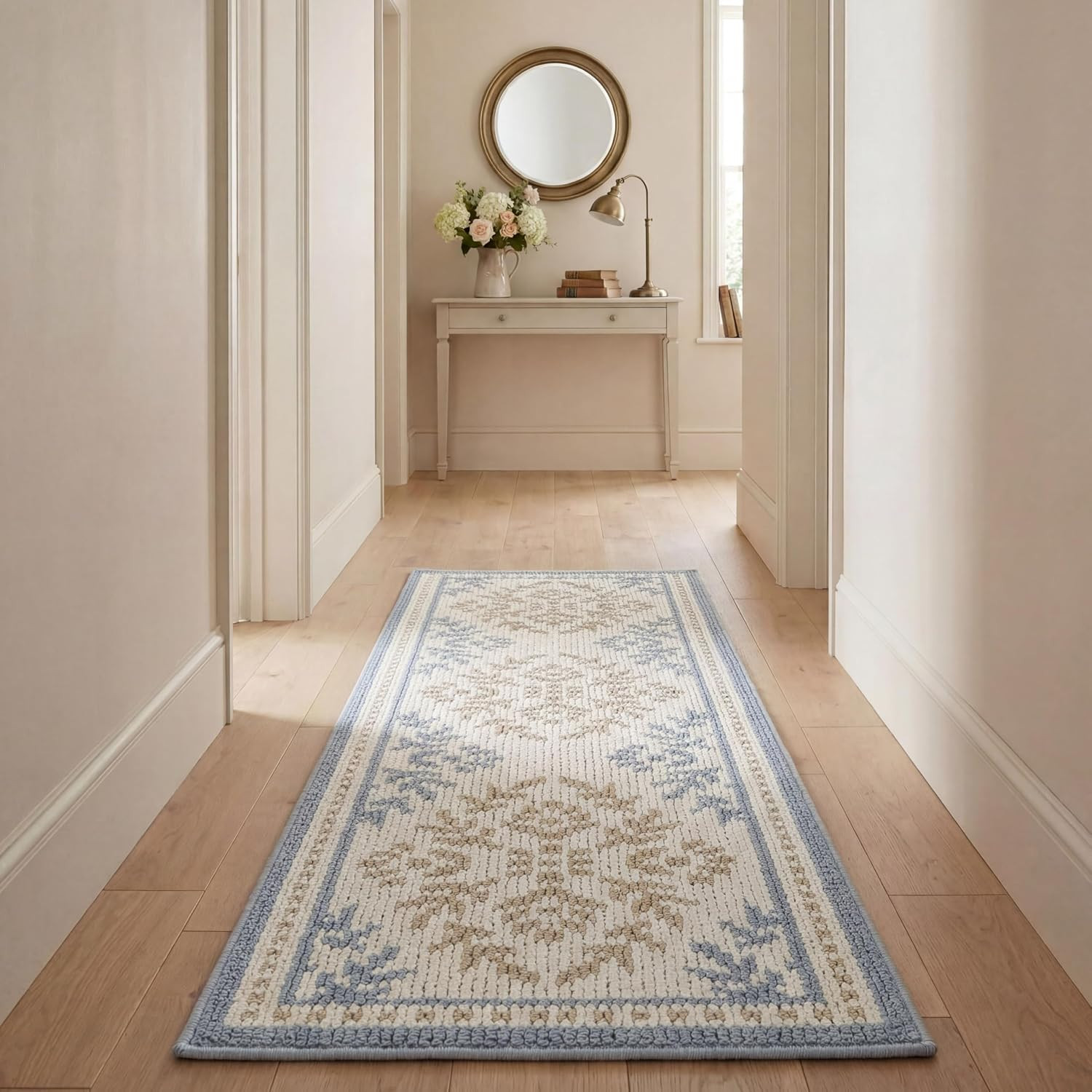 Laura Ashley All Loop Tufted 2'x 6' Washable Skid-Resistant Runner Rug - Blue Barnsley | Amazon (US)