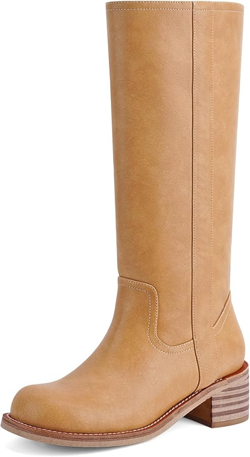 Women's Knee High Boots Square Toe Chunky Block Heel Long Boots for Women Comfortable Low Heel Wo... | Amazon (US)