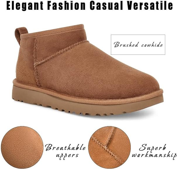 INPAKSA Mini Platform Boots for Women Classic Ultra Mini Fashion Boot Ankle Boot Fur Lined Genuin... | Amazon (US)