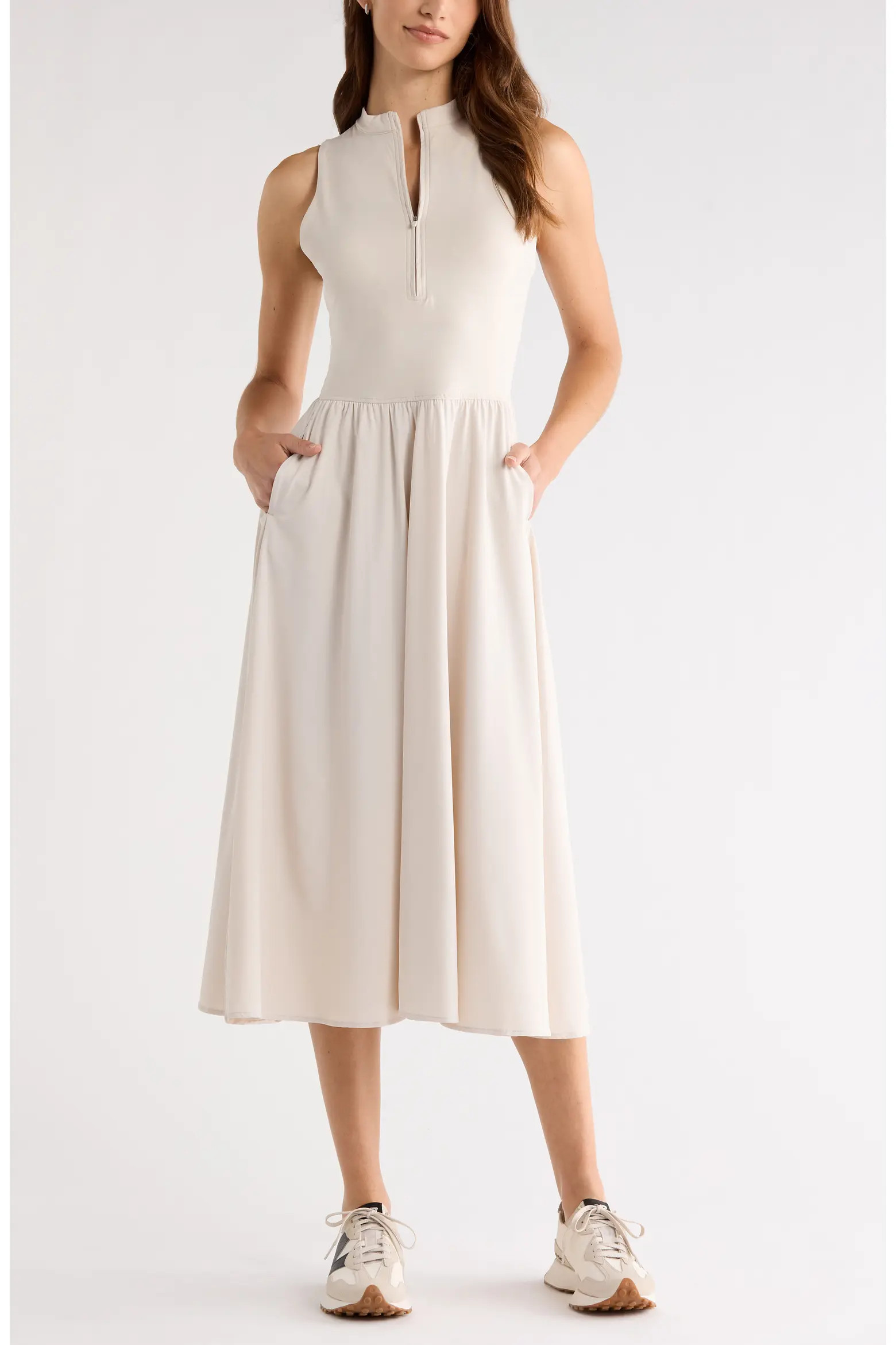 Atlas Zip Front Sleeveless Midi Dress (Women) | Nordstrom | Nordstrom