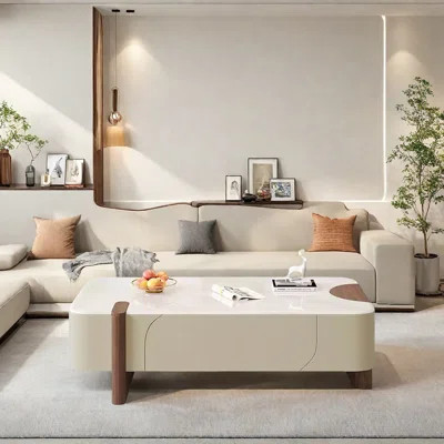 Creamy crystal stone coffee table | Wayfair North America