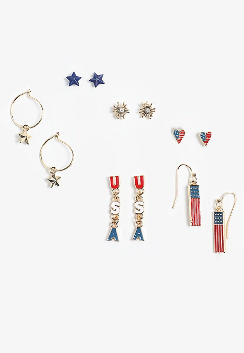 6 Pack Americana Earring Set | Maurices