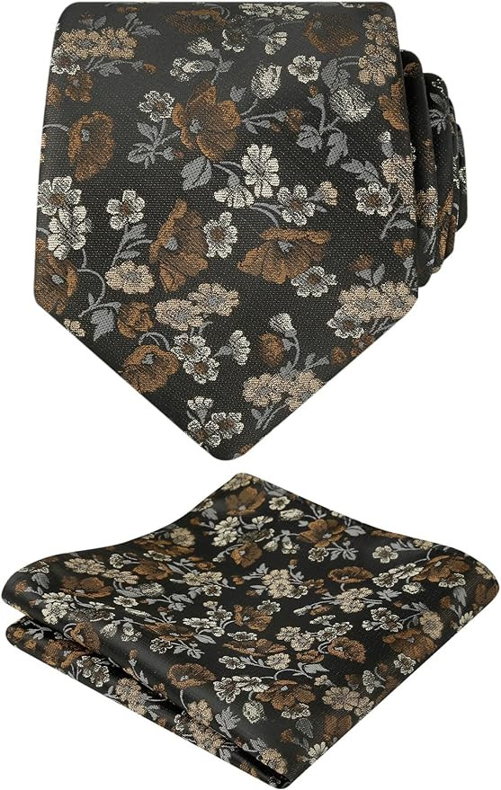 Alizeal Mens 3.15inches Flower Patterned Tie with Floral Printed Pocket Square | Amazon (US)