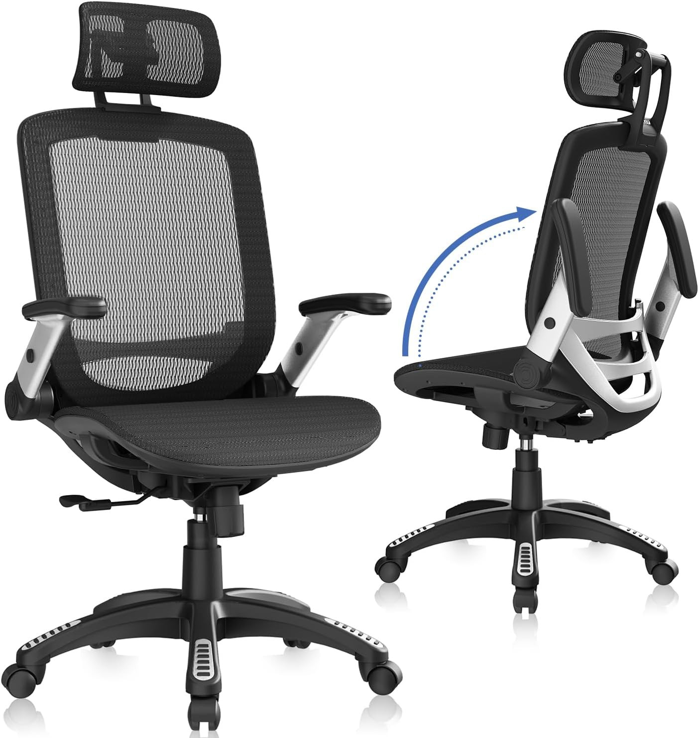 GABRYLLY Ergonomic Office Chair, High Back Home Desk Chair with Headrest, Flip-Up Arms, 90-120° ... | Amazon (US)