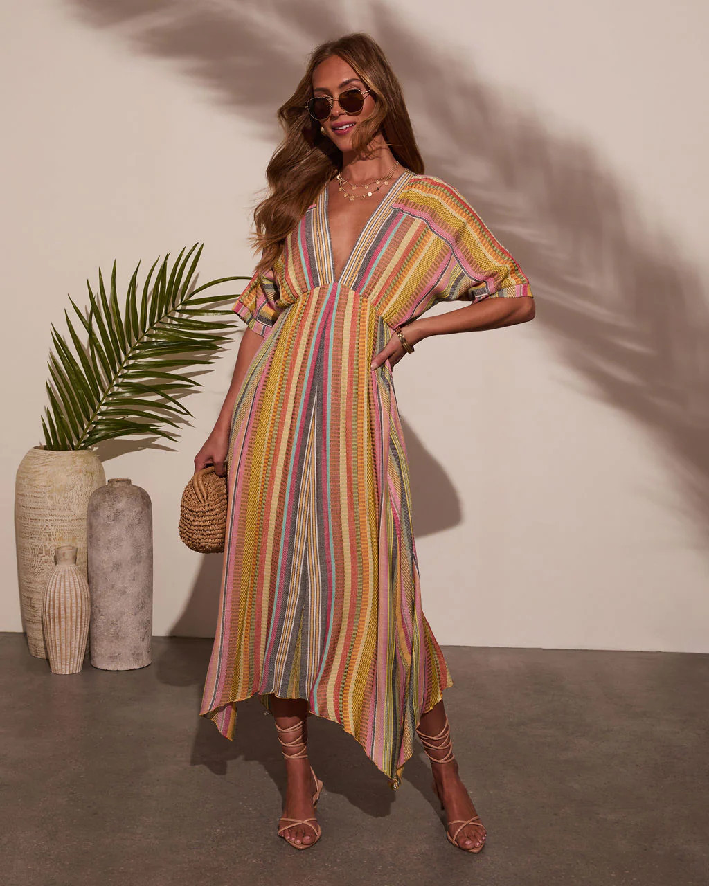 Vivica Striped Maxi Dress Yellow Multi / XS | VICI